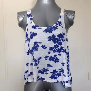 3/$15 Basic Floral crochet racerback loose summer flowery tank flowers top small